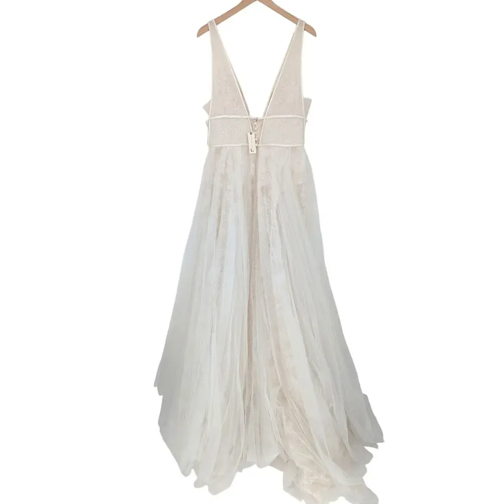 Willowby by Watters Dahlia Lace Wedding Dress Deep V Tulle Skirt Gown 15